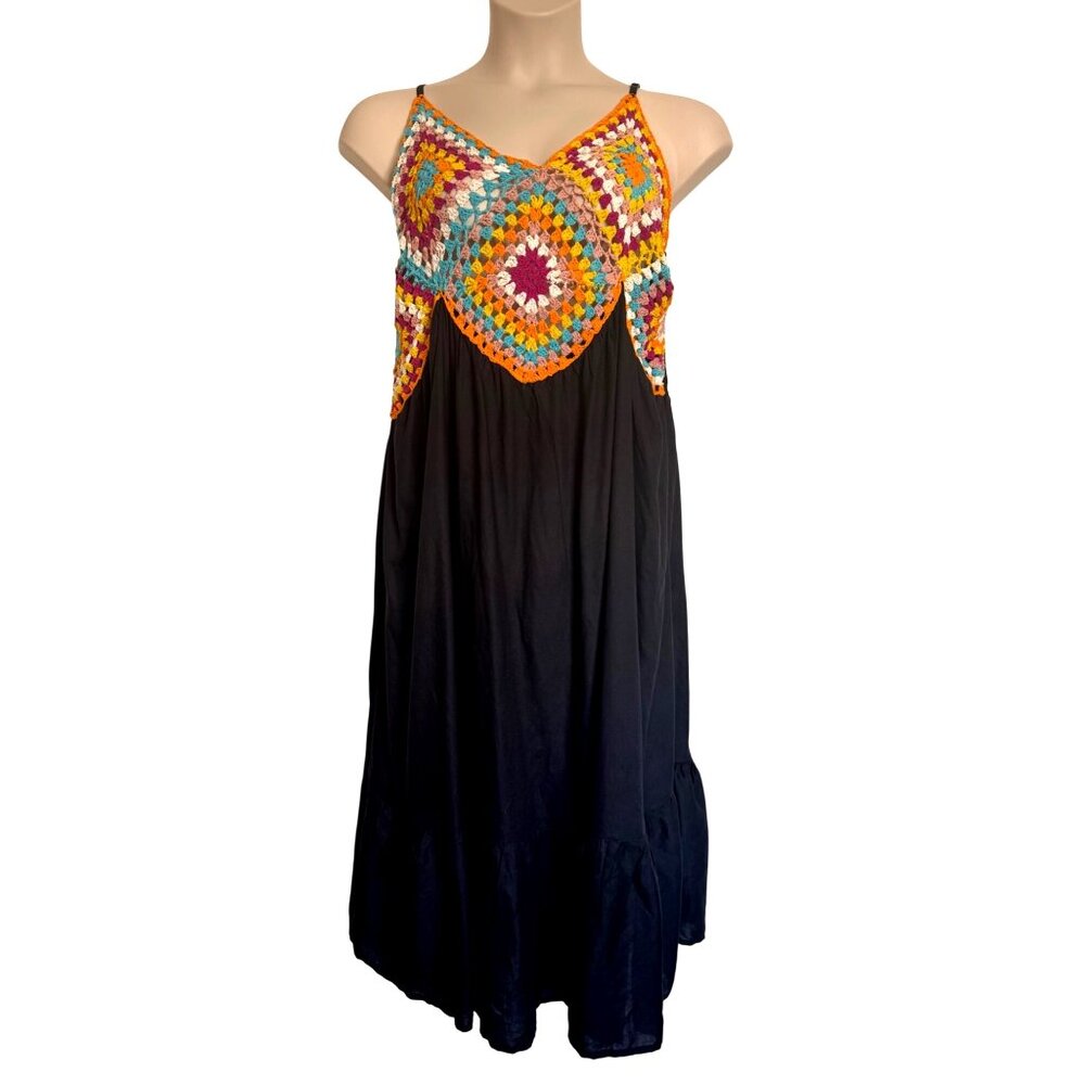 Raviya Crochet Swim Cover Up Size 0X Sundress Smocked Stretch Adjustable Straps - Picture 12 of 14
